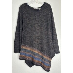 Soft Surroundings Wool Blend Asymmetrical Hem M Black Brown Mix Knit‎ 2004